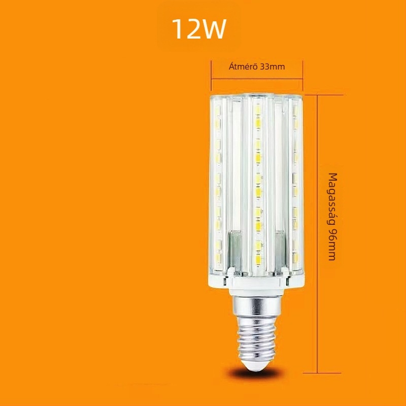 SD Shengda Ultra-nagy fényerő LED gyertyaizzó, foglalat E14/E27, árnyék nélküli, háromszínű fényerő-szabályozás, kukoricaszerű energiatakarékos lámpa