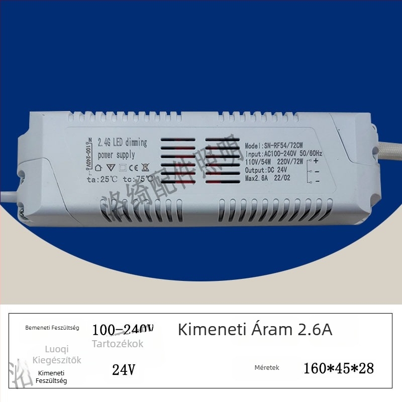 2.4G vezeték nélküli állandó feszültségű LED meghajtó dimmer nélküli vezérlővel, LED-szalaghoz és egyedi alakú lámpákhoz