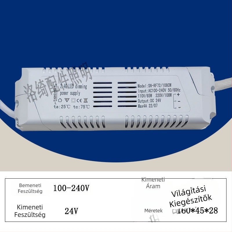 2.4G vezeték nélküli állandó feszültségű LED meghajtó dimmer nélküli vezérlővel, LED-szalaghoz és egyedi alakú lámpákhoz