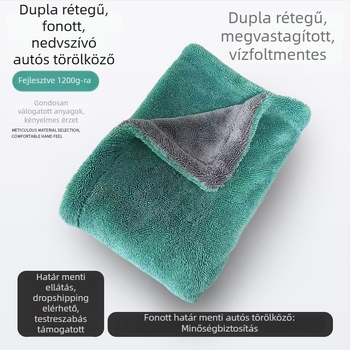 Két rétegű kötött nedvszívó autótisztító kendő, tekeredett fonású, szálmentes mikroszálas kendő autómosáshoz