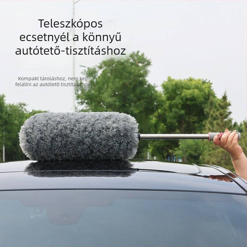 Fin plüss autóápoló ecset, kihúzható por- és hóeltávolító duster, puha sörtéjű autókefe
