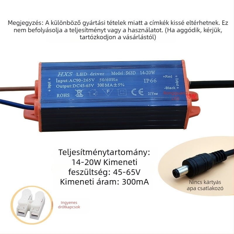 Beépített mennyezeti LED-ballaszt és LED-driver lapos paneles lámpákhoz, tápegység állandó árammal és egyenirányító transzformátor, 10W–16W