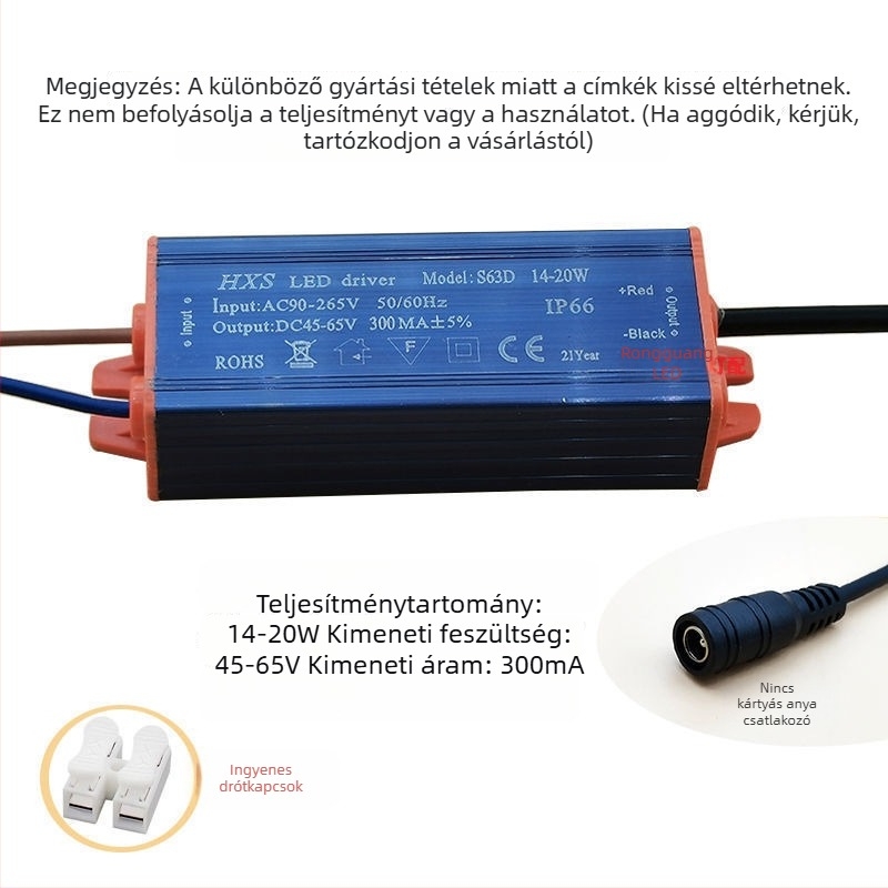 Beépített mennyezeti LED-ballaszt és LED-driver lapos paneles lámpákhoz, tápegység állandó árammal és egyenirányító transzformátor, 10W–16W