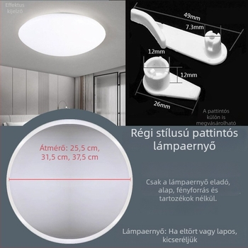 Pattintós lámpabúra burkolat, retro stílus, rögzített alap, LED mennyezeti lámpa alkatrész, univerzális
