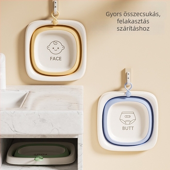 Összecsukható műanyag babamosdó – négyzet alakú, újszülötteknek és gyerekeknek