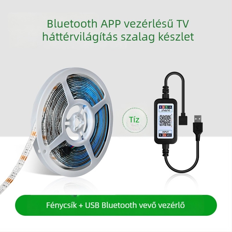 RGB LED-szalag bútorokhoz, USB táplálás, 30 LED/m, epoxigyanta bevonattal ellátott fénycsík, gaming íróasztalhoz, kanapéhoz és éjjeliszekrényhez