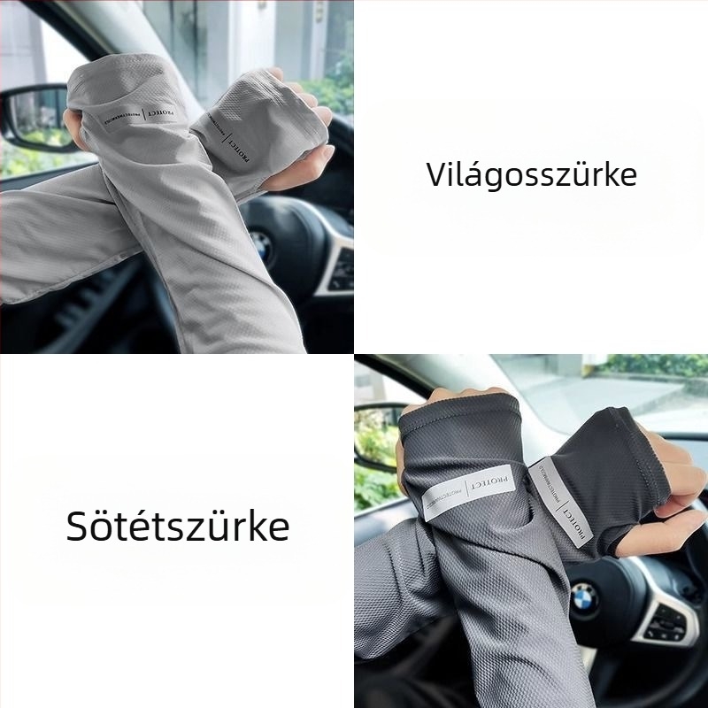 Nyári Ice Silk UV-védő karvédő, könnyű, laza szabású, uniszex, Plus Size, vezetéshez