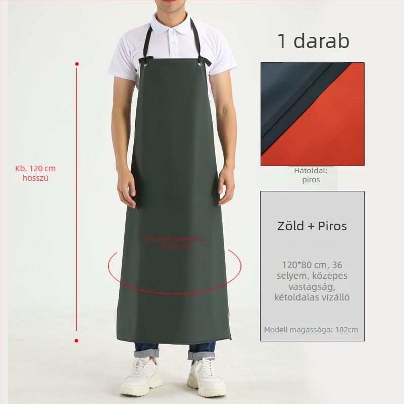 Hosszú PVC bőrből készült kötény, vízálló és olajálló, konyhai és catering célokra, meghosszabbított kialakítás