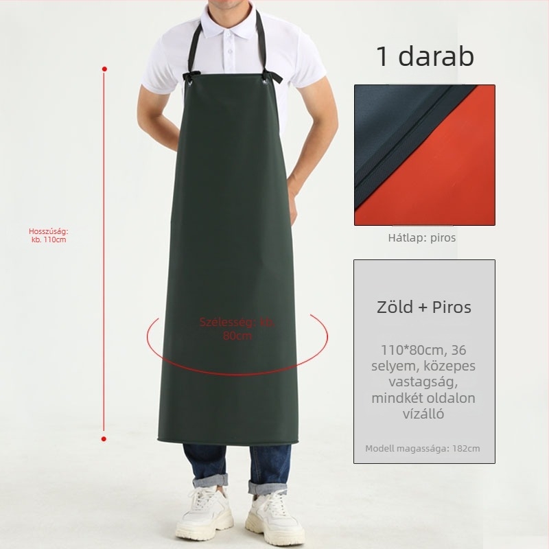 Hosszú PVC bőrből készült kötény, vízálló és olajálló, konyhai és catering célokra, meghosszabbított kialakítás