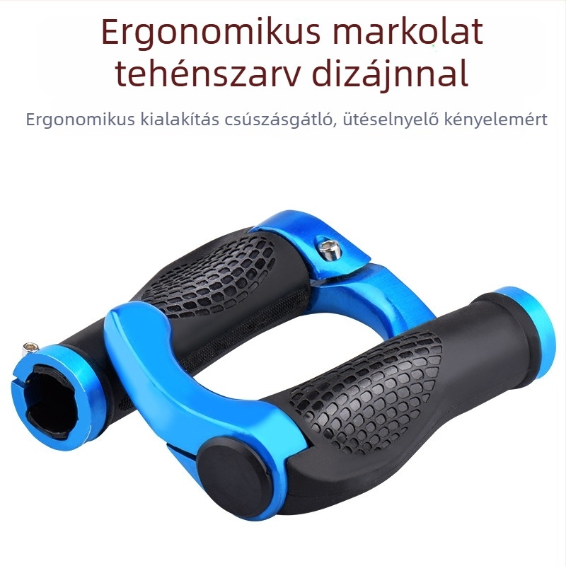 Túra kerékpár kormányra illő bikakarom alakú segédfogó, gumírozott gömbölyű markolat MTB-hez