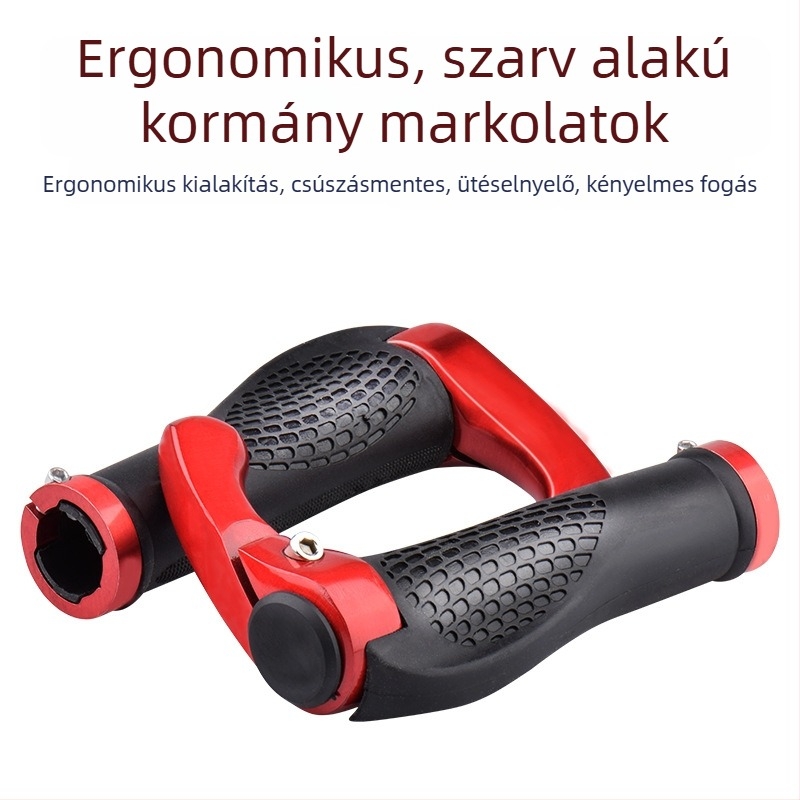 Túra kerékpár kormányra illő bikakarom alakú segédfogó, gumírozott gömbölyű markolat MTB-hez