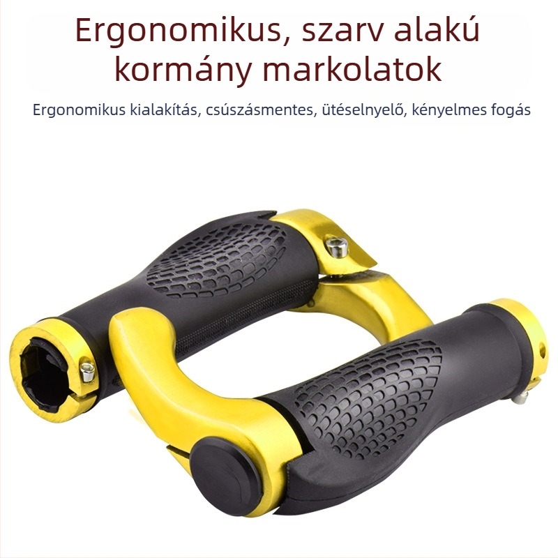 Túra kerékpár kormányra illő bikakarom alakú segédfogó, gumírozott gömbölyű markolat MTB-hez