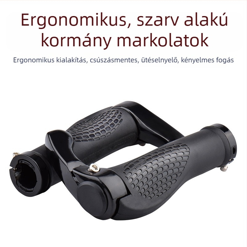 Túra kerékpár kormányra illő bikakarom alakú segédfogó, gumírozott gömbölyű markolat MTB-hez