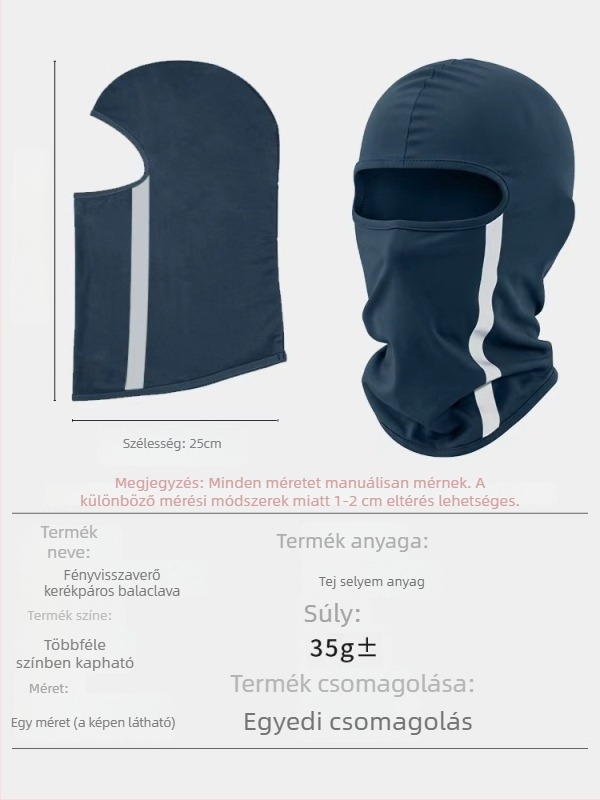 Uniszex nyakvédő motorozáshoz, gyorsan száradó anyag, UV-védelem és reflexcsík