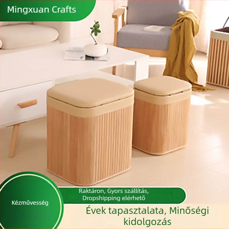 Fedéllel ellátott textil tároló doboz — ágy melletti ülőke, cipőpad és játékok tárolója