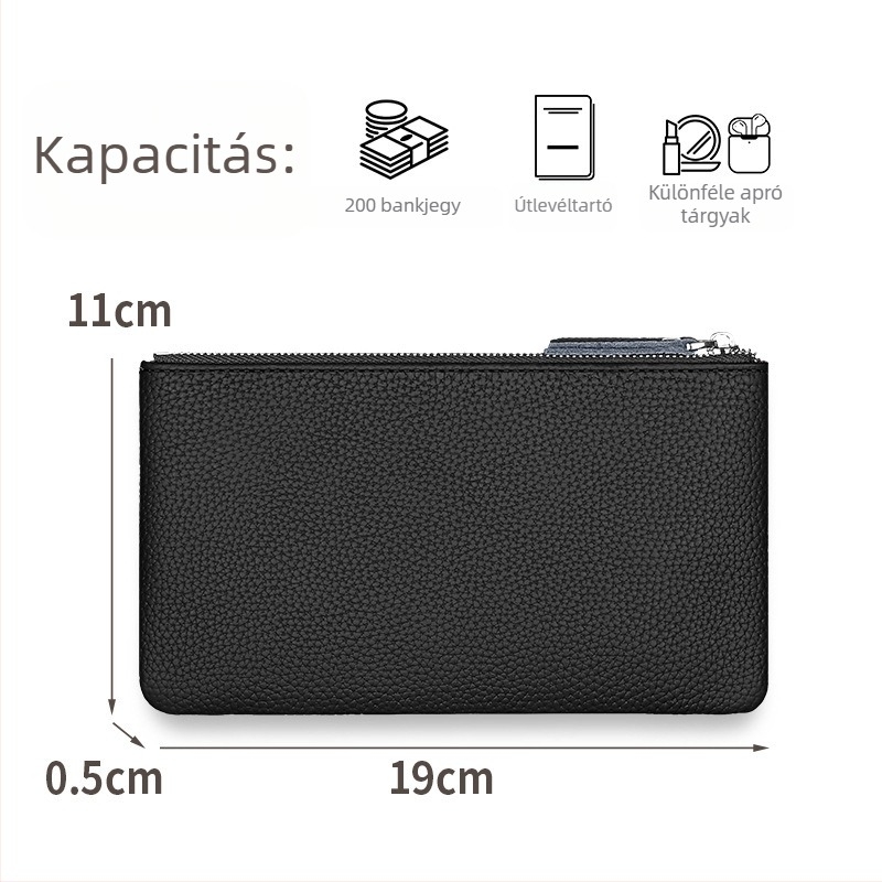 Női valódi bőr kártyatartó és érmés pénztárca azonosítóablakkal
