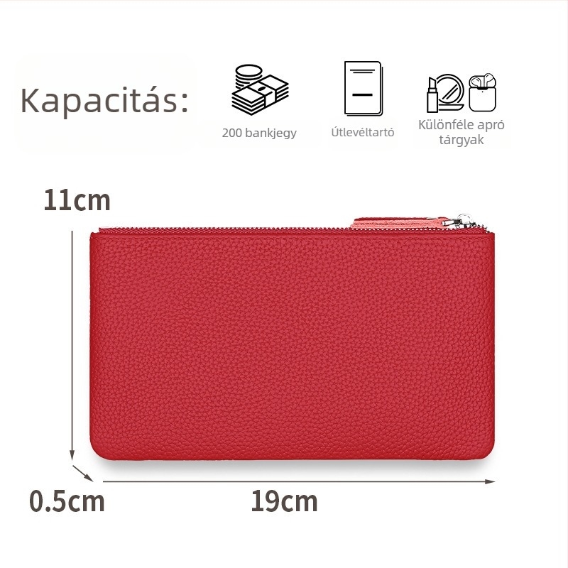 Női valódi bőr kártyatartó és érmés pénztárca azonosítóablakkal