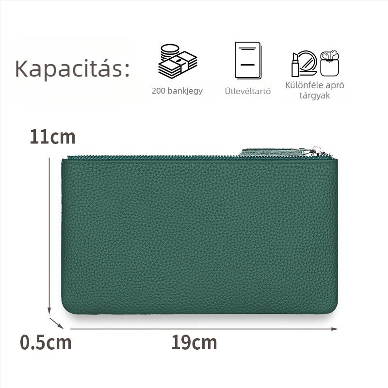 Női valódi bőr kártyatartó és érmés pénztárca azonosítóablakkal