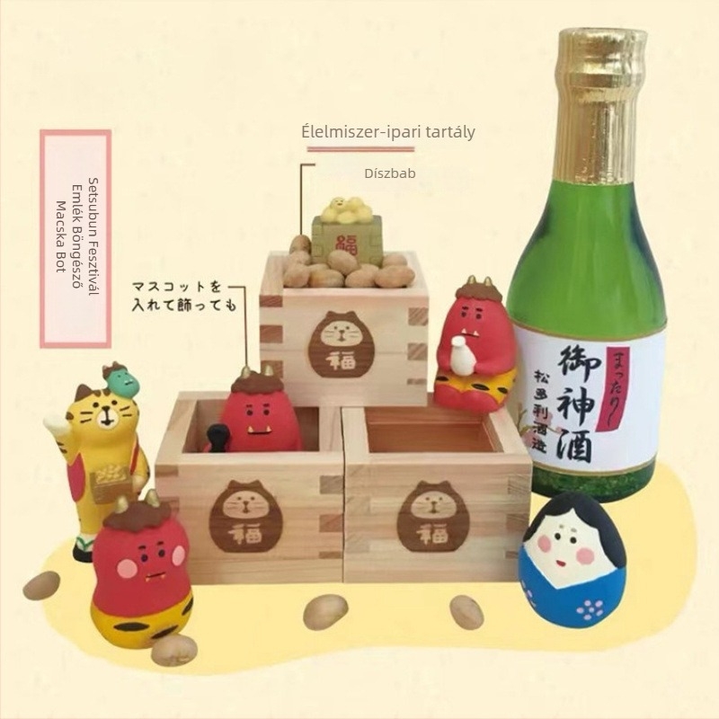 Japán-stílusú Zakka gyanta macska-szellem figurája, Valentin-napi ajándék, fotórekvizit, kis díszfigura