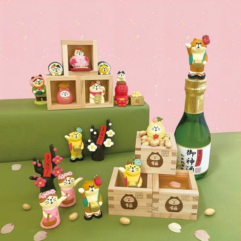 Japán-stílusú Zakka gyanta macska-szellem figurája, Valentin-napi ajándék, fotórekvizit, kis díszfigura