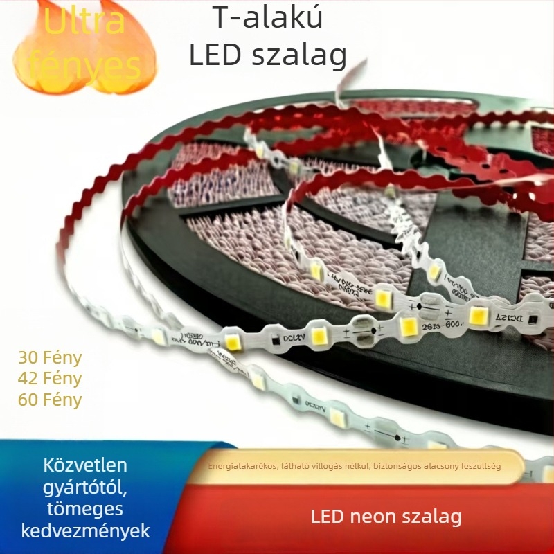 S-alakú 12V világító betűsor, T-típusú hajlékony, vízálló műgyanta mini betűfénycsík, 2835 magas fényerő LED-ek