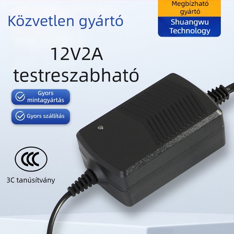 12V 2A univerzális falra szerelhető tápegység LED-szalagokhoz és digitális megfigyelő eszközökhöz (3C tanúsított)