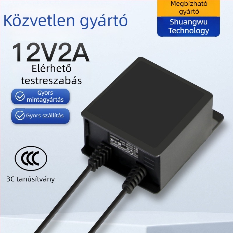 12V 2A univerzális falra szerelhető tápegység LED-szalagokhoz és digitális megfigyelő eszközökhöz (3C tanúsított)