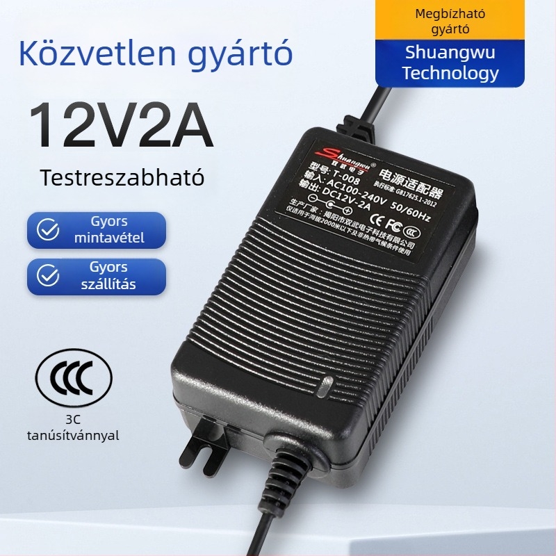 12V 2A univerzális falra szerelhető tápegység LED-szalagokhoz és digitális megfigyelő eszközökhöz (3C tanúsított)