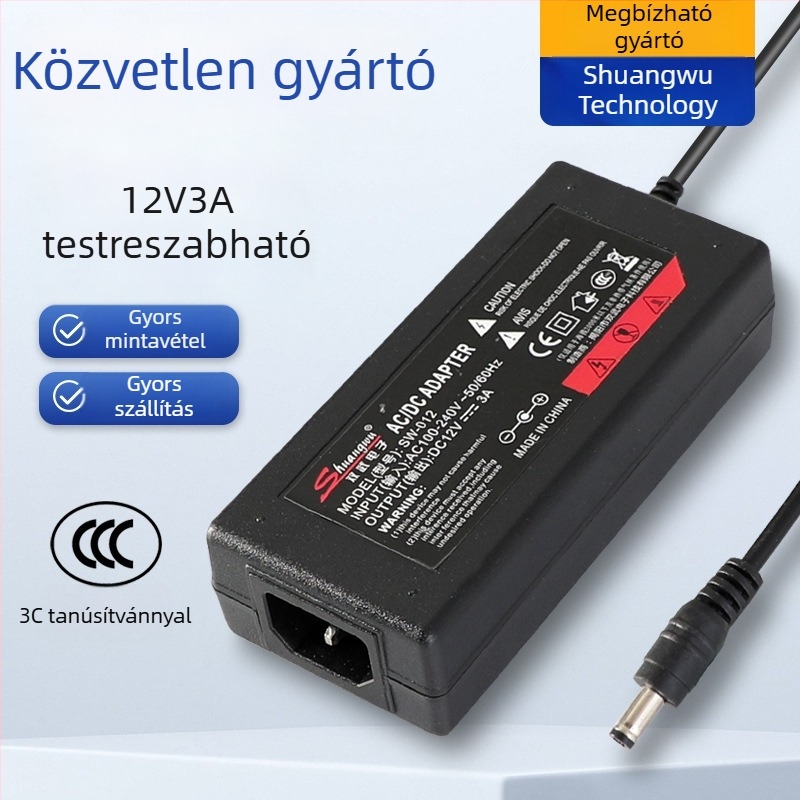 12V 2A univerzális falra szerelhető tápegység LED-szalagokhoz és digitális megfigyelő eszközökhöz (3C tanúsított)