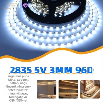 2835 LED-szalag kézműveseknek USB interfésszel és 5V akkumulátortokkal, 3 mm széles, színes LED-szalag