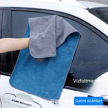 Kétszintes mikroszálas autómosó törölköző, nedvszívó, varratmentes, nyom nélkül
