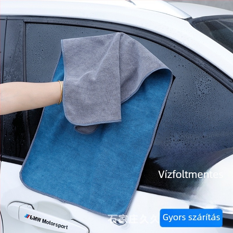 Kétszintes mikroszálas autómosó törölköző, nedvszívó, varratmentes, nyom nélkül