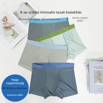 Férfi Ice Silk boxeralsó, egyszínű, középmagas derék, antibakteriális, ultra vékony és lélegző