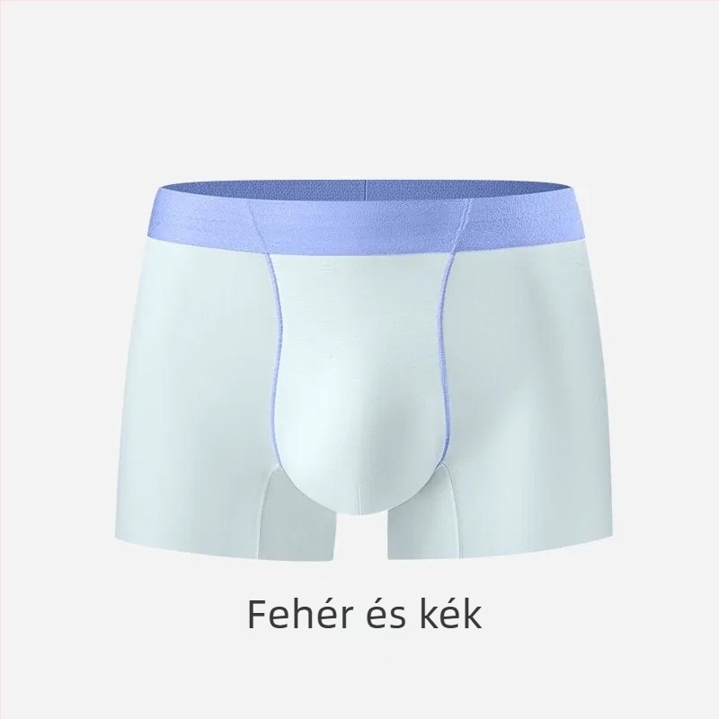 Férfi Ice Silk boxeralsó, egyszínű, középmagas derék, antibakteriális, ultra vékony és lélegző