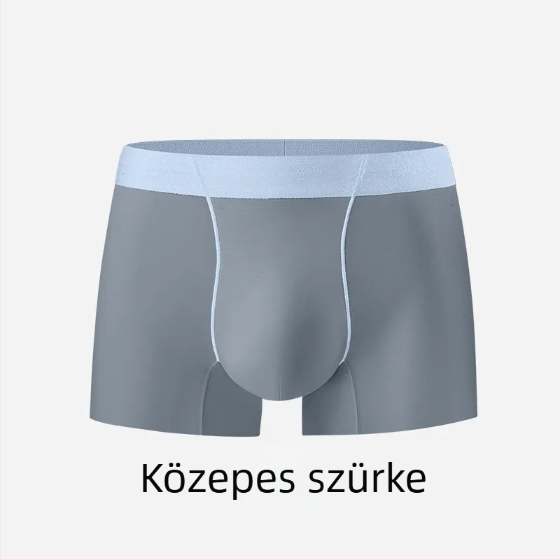 Férfi Ice Silk boxeralsó, egyszínű, középmagas derék, antibakteriális, ultra vékony és lélegző