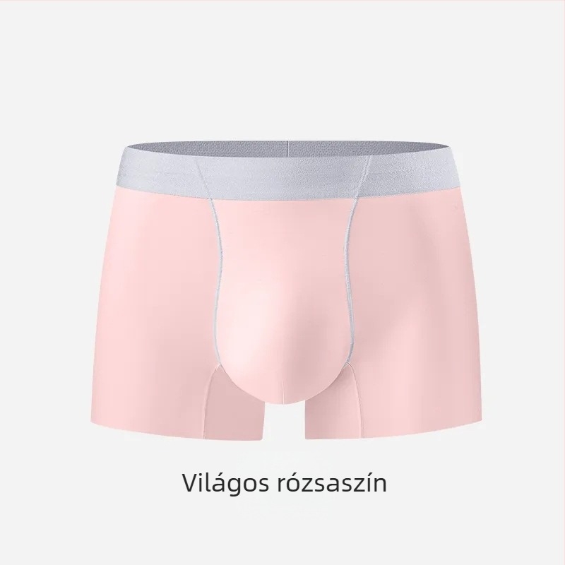 Férfi Ice Silk boxeralsó, egyszínű, középmagas derék, antibakteriális, ultra vékony és lélegző