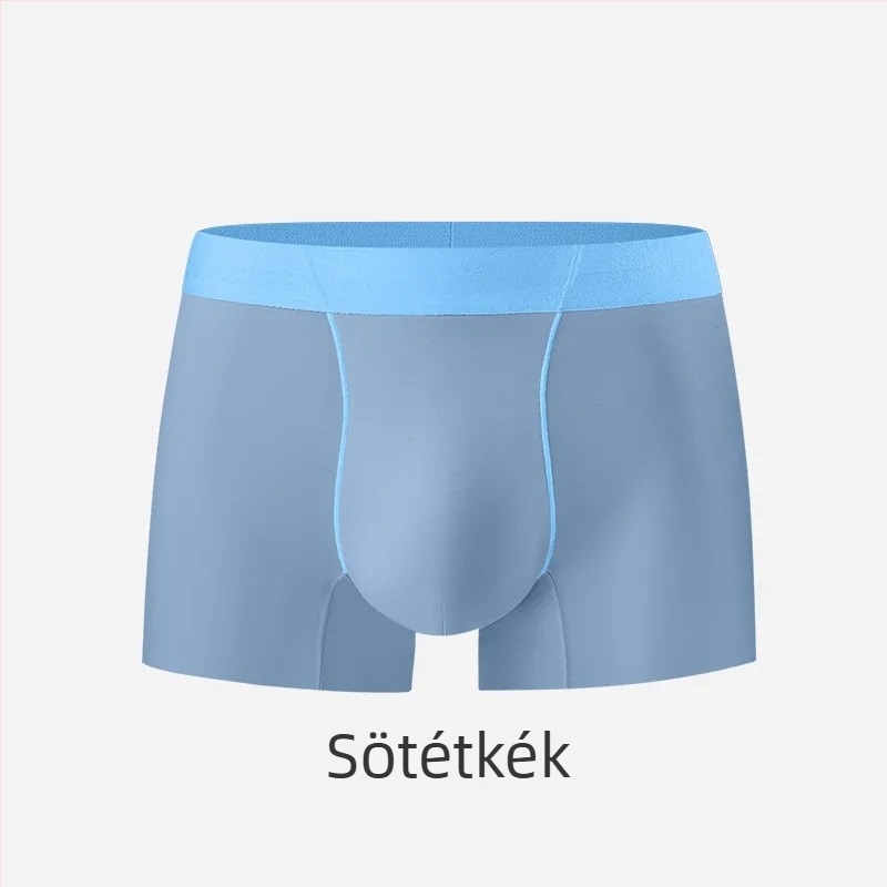 Férfi Ice Silk boxeralsó, egyszínű, középmagas derék, antibakteriális, ultra vékony és lélegző