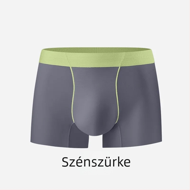 Férfi Ice Silk boxeralsó, egyszínű, középmagas derék, antibakteriális, ultra vékony és lélegző
