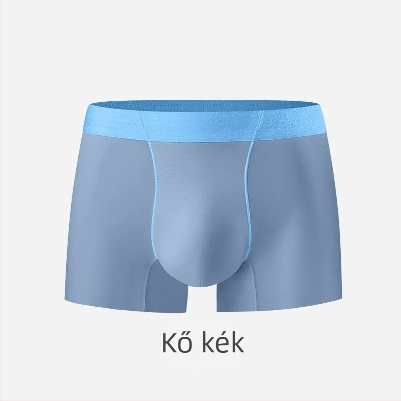 Férfi Ice Silk boxeralsó, egyszínű, középmagas derék, antibakteriális, ultra vékony és lélegző