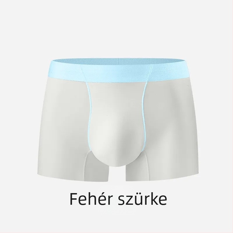 Férfi Ice Silk boxeralsó, egyszínű, középmagas derék, antibakteriális, ultra vékony és lélegző