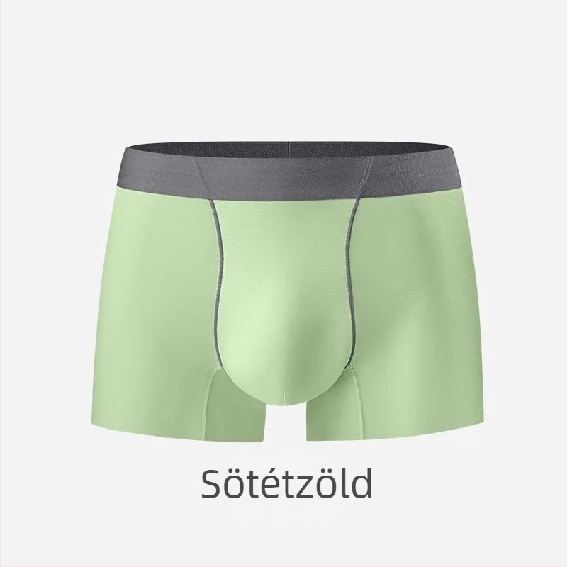 Férfi Ice Silk boxeralsó, egyszínű, középmagas derék, antibakteriális, ultra vékony és lélegző