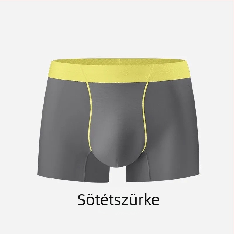 Férfi Ice Silk boxeralsó, egyszínű, középmagas derék, antibakteriális, ultra vékony és lélegző