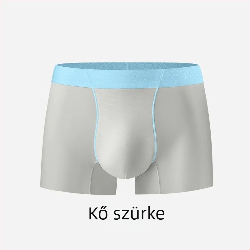 Férfi Ice Silk boxeralsó, egyszínű, középmagas derék, antibakteriális, ultra vékony és lélegző