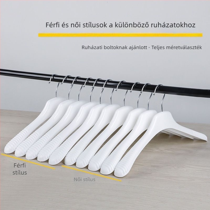 Széles vállú ruhafogas nadrágklipszekkel, csúszásmentes és nyom nélkül