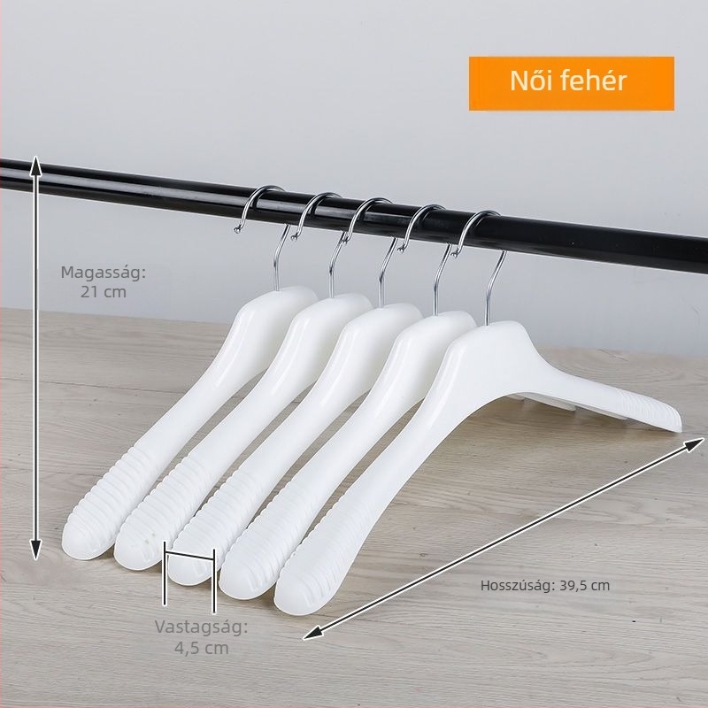 Széles vállú ruhafogas nadrágklipszekkel, csúszásmentes és nyom nélkül