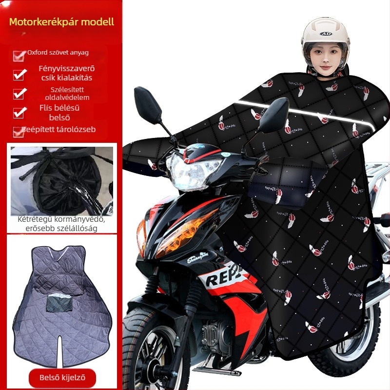Téli fleece-bélelt motorkerékpár szélvédő takaró görbe vázhoz