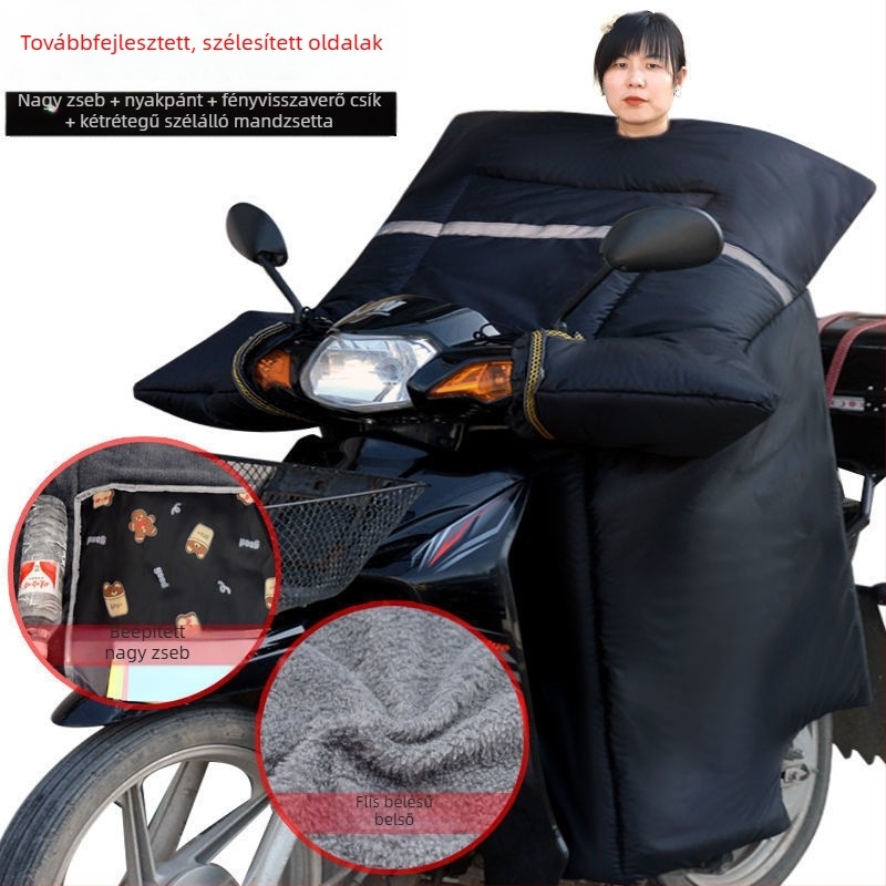 Téli fleece-bélelt motorkerékpár szélvédő takaró görbe vázhoz