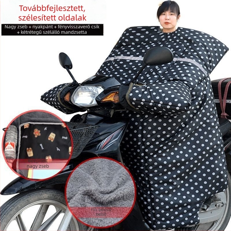 Téli fleece-bélelt motorkerékpár szélvédő takaró görbe vázhoz