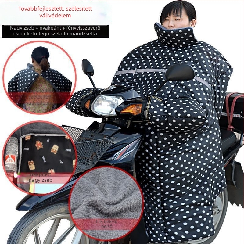 Téli fleece-bélelt motorkerékpár szélvédő takaró görbe vázhoz