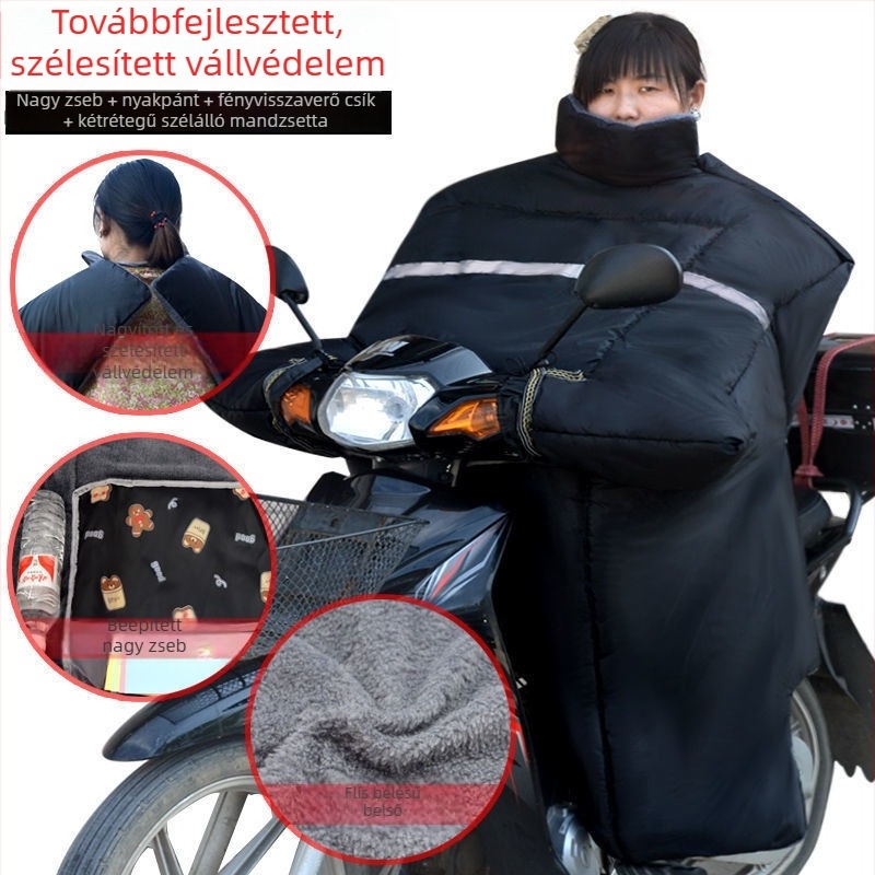 Téli fleece-bélelt motorkerékpár szélvédő takaró görbe vázhoz